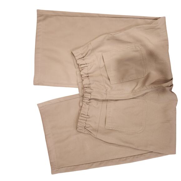 max studio london Khaki Wide Leg Pants Size Large Partial Elastic Band - Picture 4 of 4